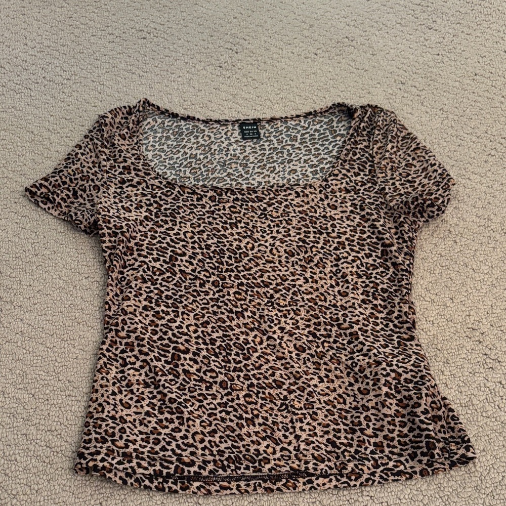 SHEIN Brown Leopard Print Blouse